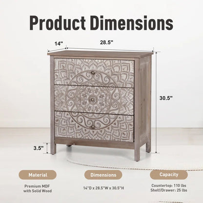 Boho Accent Chest With Medallion Storage Space Decor