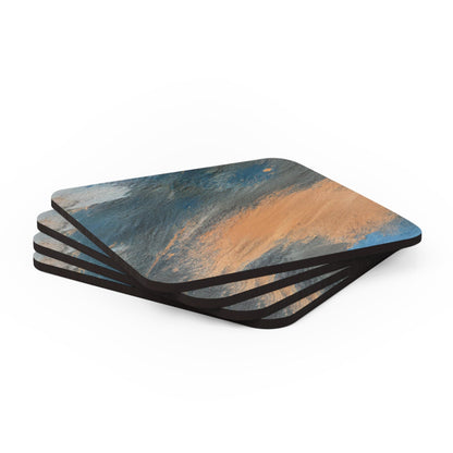 Coaster Set of 4 for Drinks Blue Orange Abstract Pattern