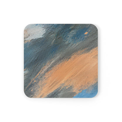 Coaster Set of 4 for Drinks Blue Orange Abstract Pattern