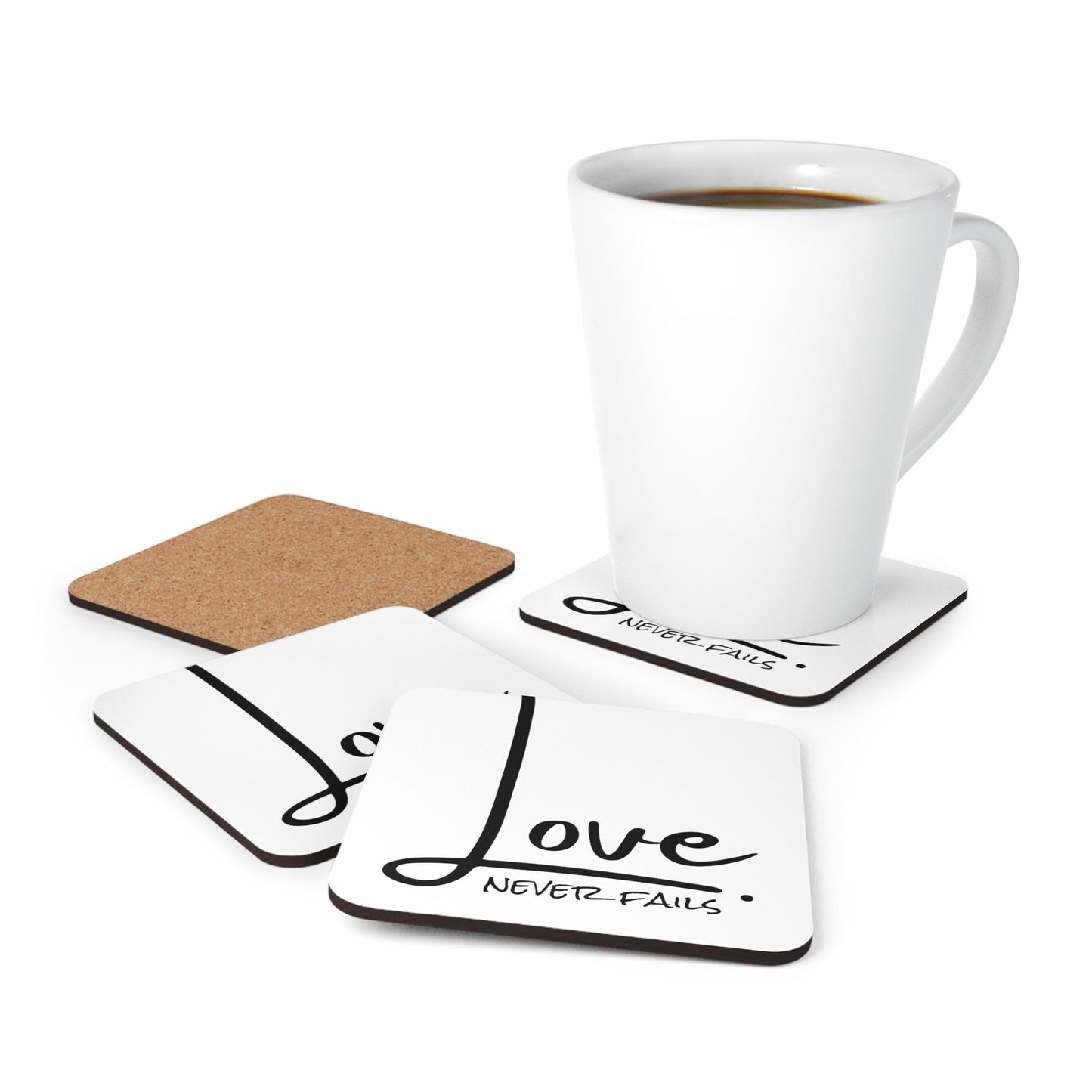 Coaster Set of 4 for Drinks Love Never Fails