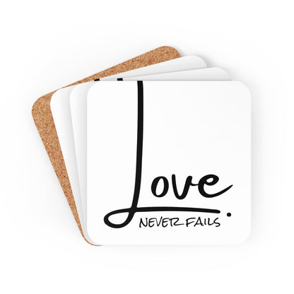 Coaster Set of 4 for Drinks Love Never Fails
