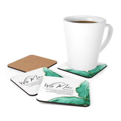 Coaster Set of 4 for Drinks Way Maker Green Print
