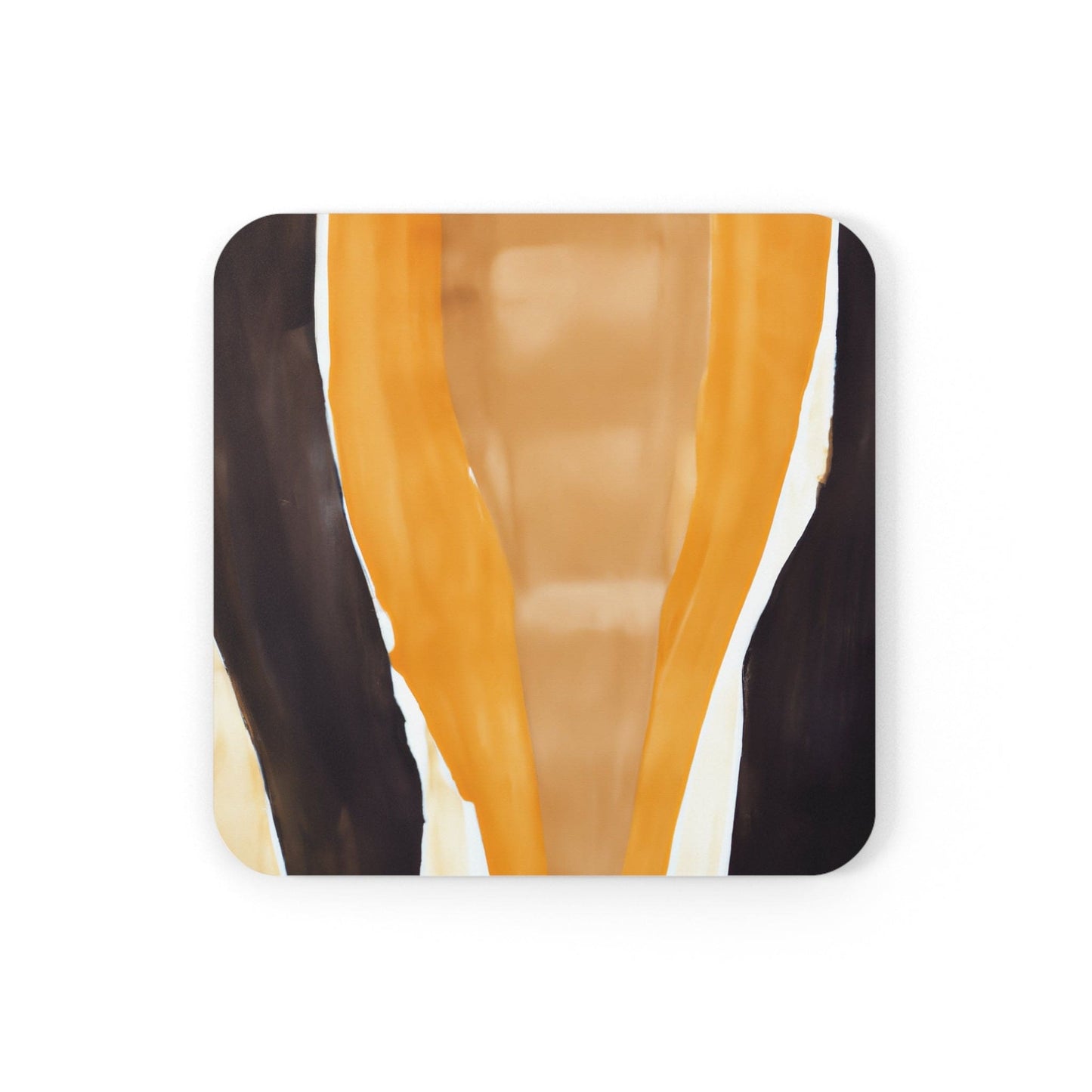 Coaster Set of 4 for Drinks Yellow Brown Abstract Pattern