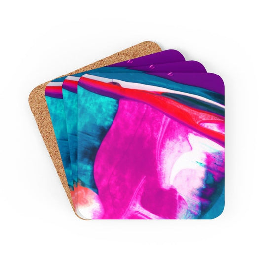 Corkwood Coaster 4 Piece Set - Multicolor Abstract Style Coasters