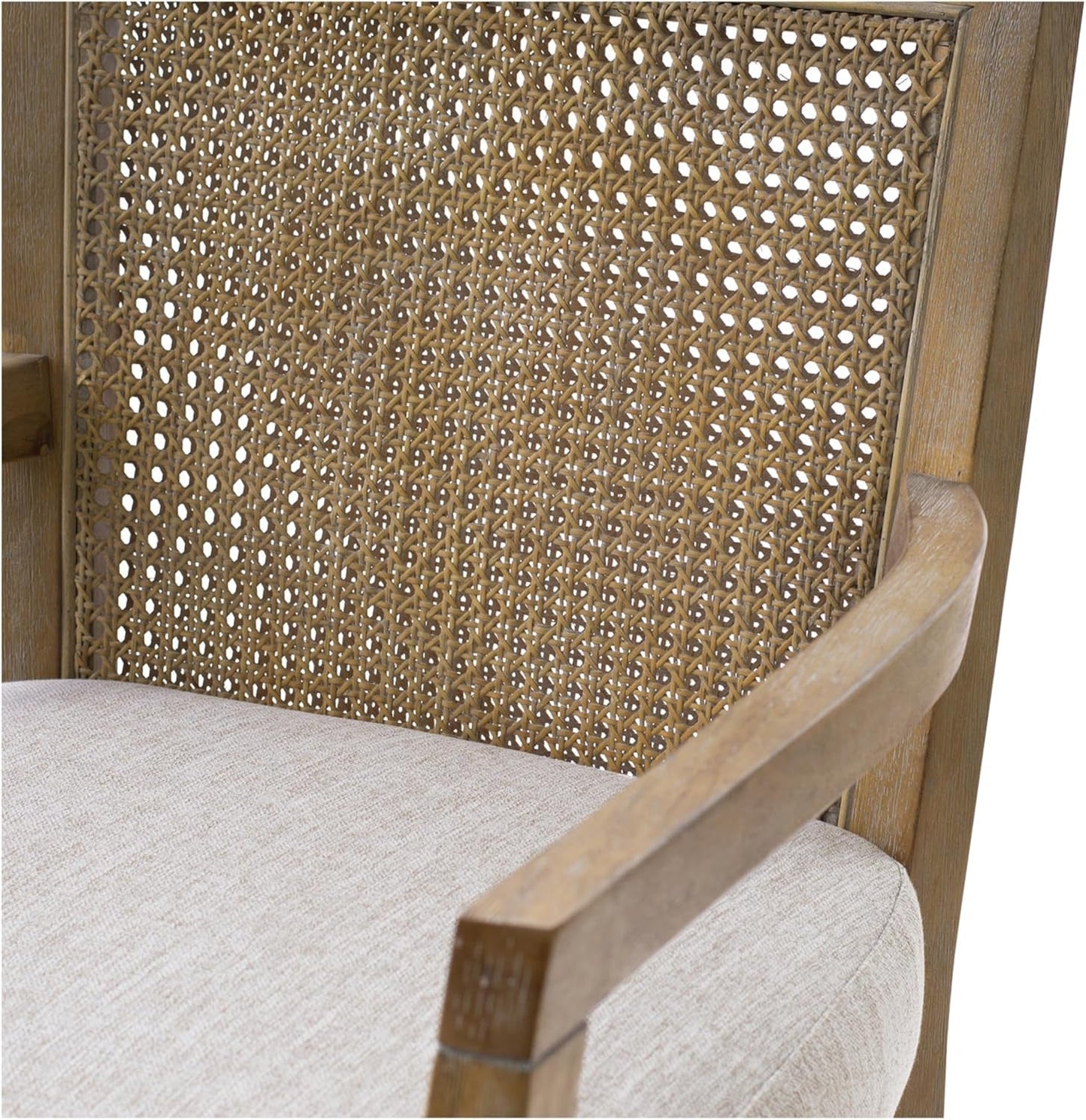 Diedra, Counter Stool Kitchen Island Counter Stool, Natural Cane Backrest, Solid Wood Legs, Upholstered Seat, Counter Height Stool for Kitchen Island Stool, 38" H, Reclaimed Natural