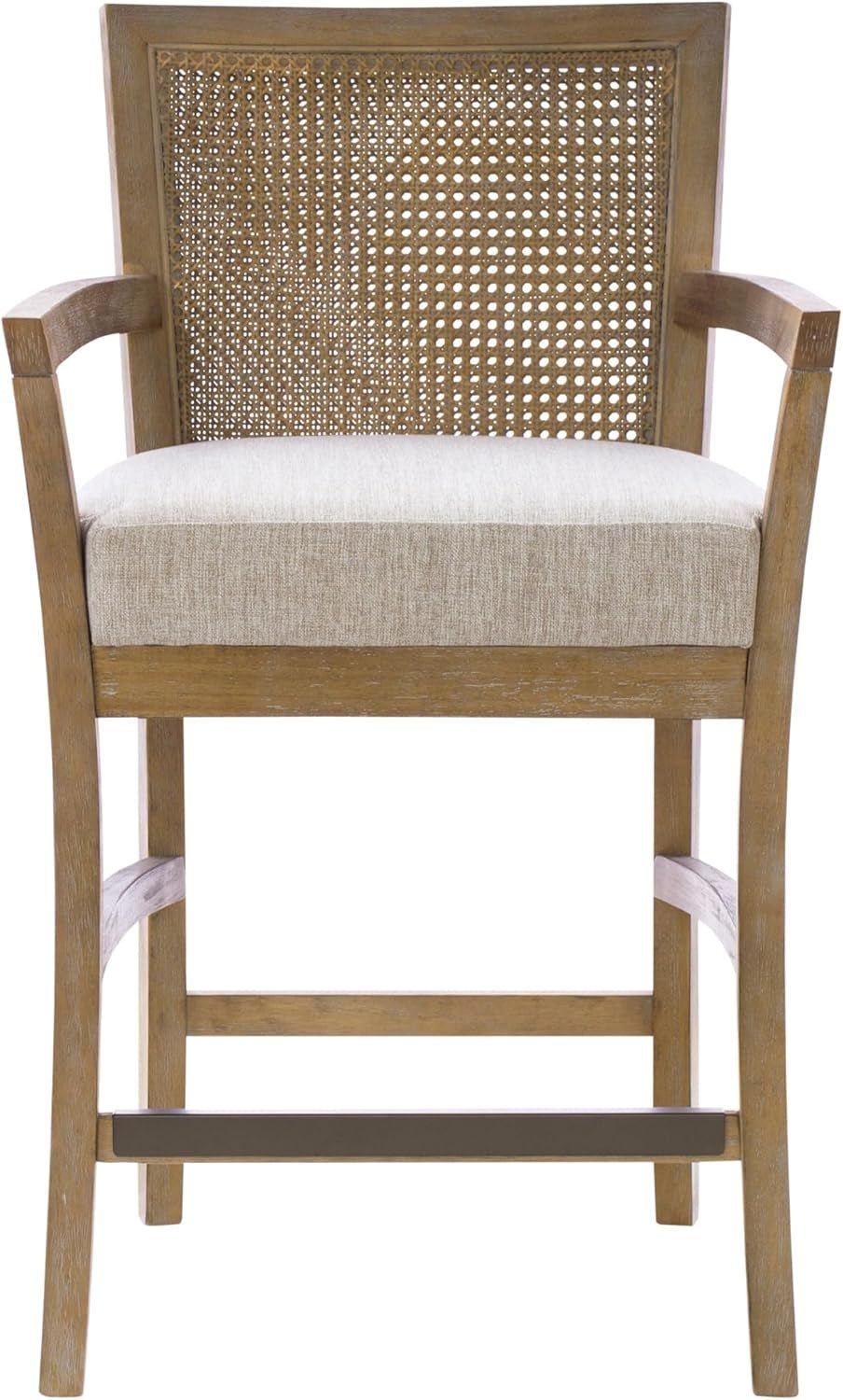 Diedra, Counter Stool Kitchen Island Counter Stool, Natural Cane Backrest, Solid Wood Legs, Upholstered Seat, Counter Height Stool for Kitchen Island Stool, 38" H, Reclaimed Natural