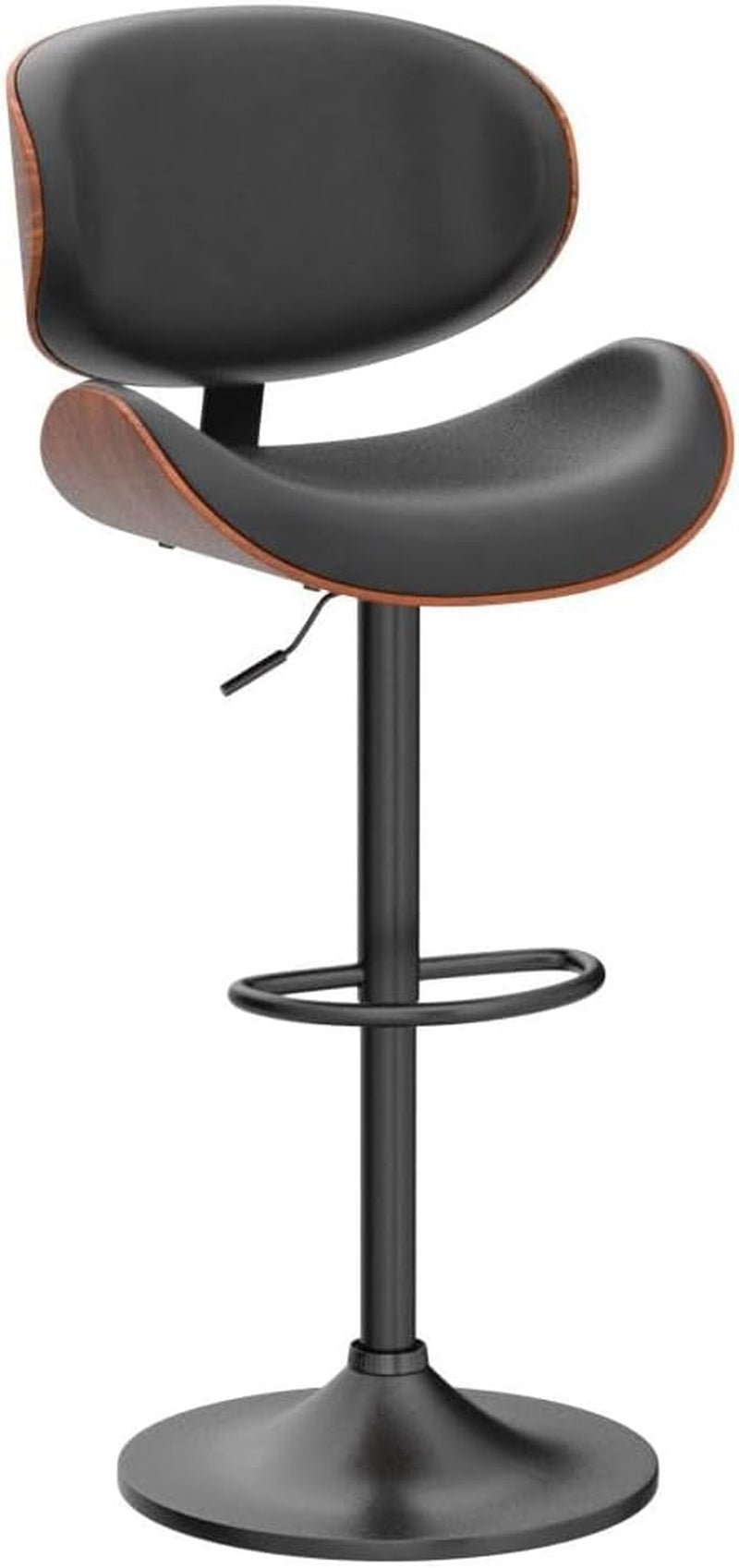 Contemporary Bentwood Adjustable PU Leather Bar Stools Set