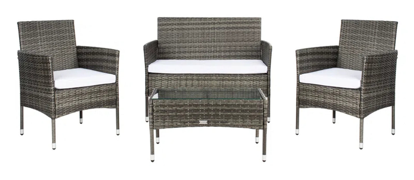 Elegant Rattan Outdoor Glass Top Patio Set Cushions