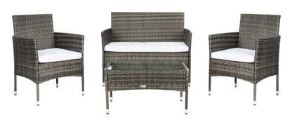 Elegant Rattan Outdoor Glass Top Patio Set Cushions