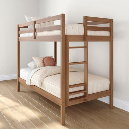 EngineeredWood TwinOverTwin Bunk With Ladder Oak Finish