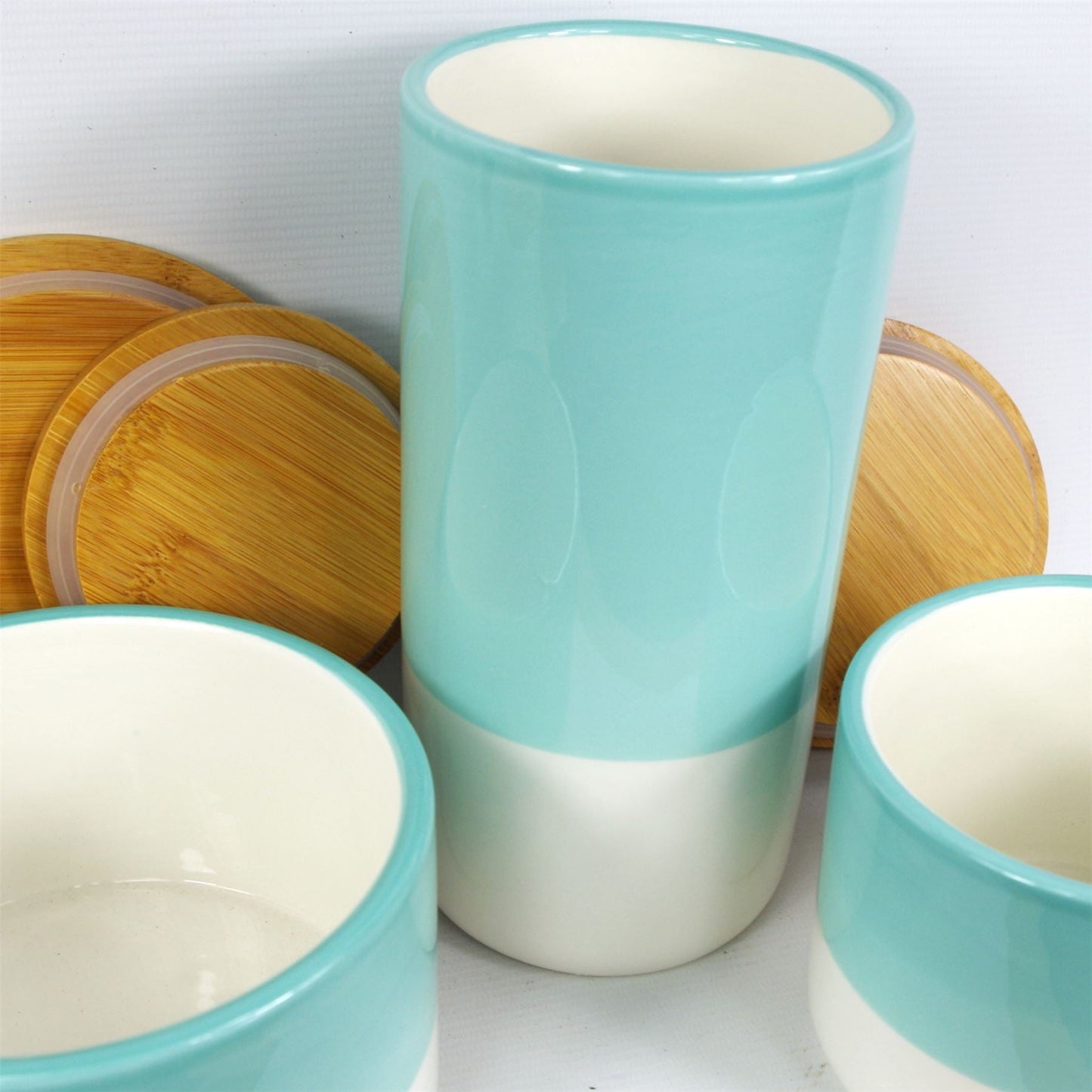 Storage Jars Kitchen Canisters Ceramic Lids 20cm Set 3