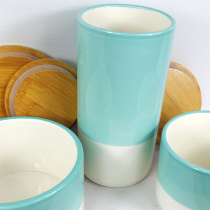 Storage Jars Kitchen Canisters Ceramic Lids 20cm Set 3