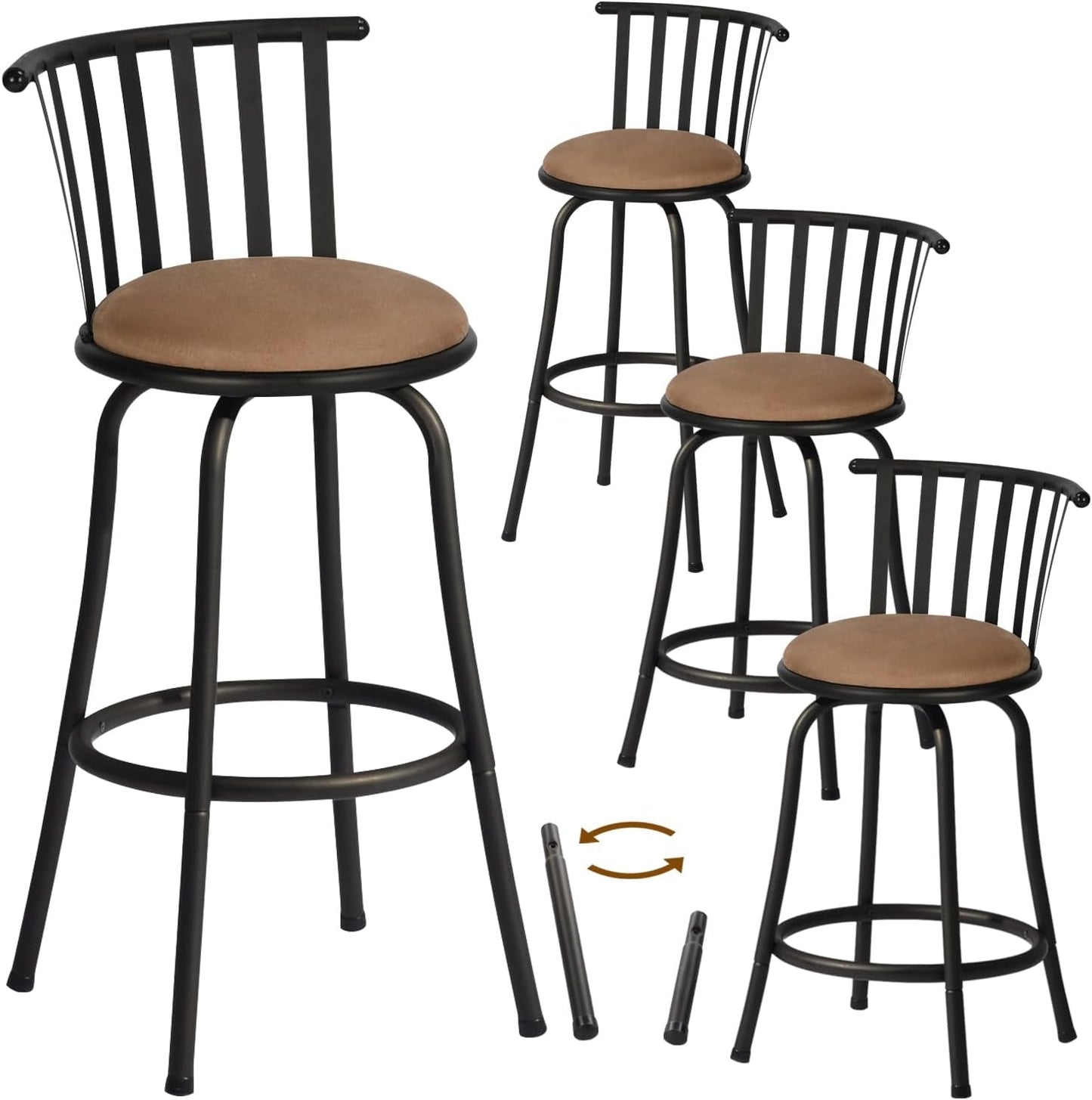Adjustable Country Style Barstools Set of Four