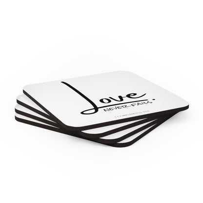 Handcrafted Square Coaster Set of 4 - Love Never Fails