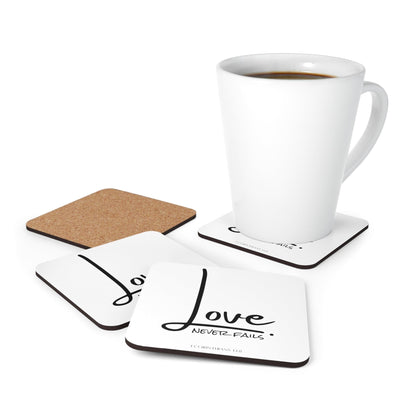 Handcrafted Square Coaster Set of 4 - Love Never Fails