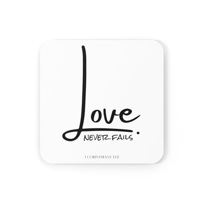 Handcrafted Square Coaster Set of 4 - Love Never Fails