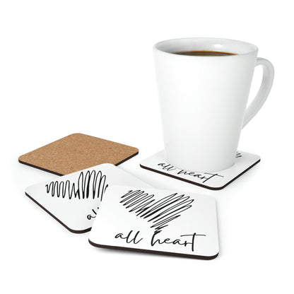 Home Decor - Coaster Set - 4 Piece Home/office - Say it Soul - All Heart Black Line Art Print