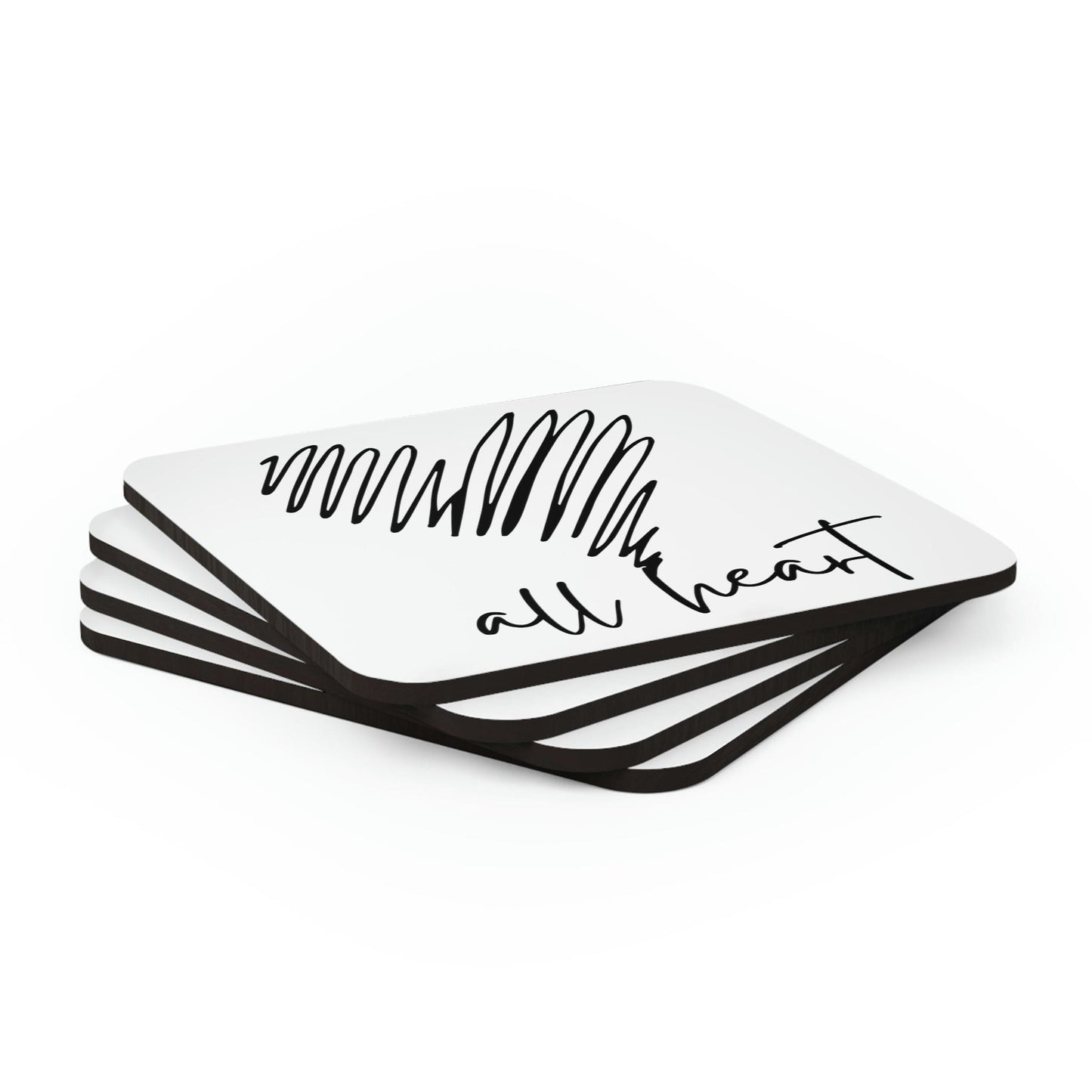 Home Decor - Coaster Set - 4 Piece Home/office - Say it Soul - All Heart Black Line Art Print