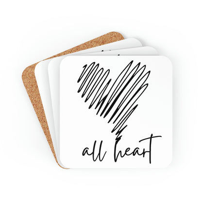 Home Decor - Coaster Set - 4 Piece Home/office - Say it Soul - All Heart Black Line Art Print
