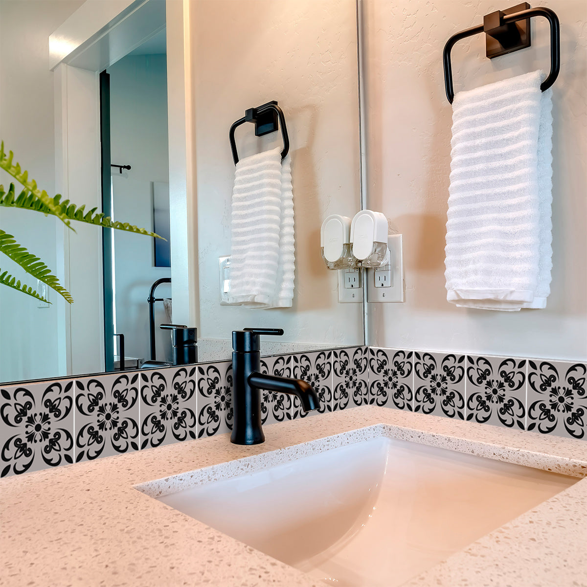 Gray and Black pattern dark Backsplash for background renovation Tiles Model - SB29