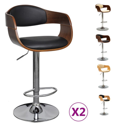 vidaXL Solid Bent Wood Bar Stool Faux Leather Bar Counter Seating Multi Colors