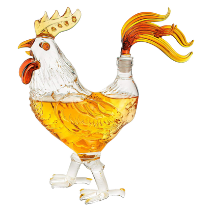 Cock - Chicken Decanter 500ml Whiskey and Wine Decanter - by The Wine Savant, Rooster Glass Decanter For Whiskey, Scotch, Spirits, Wine Or Vodka For Whiskey Lovers
